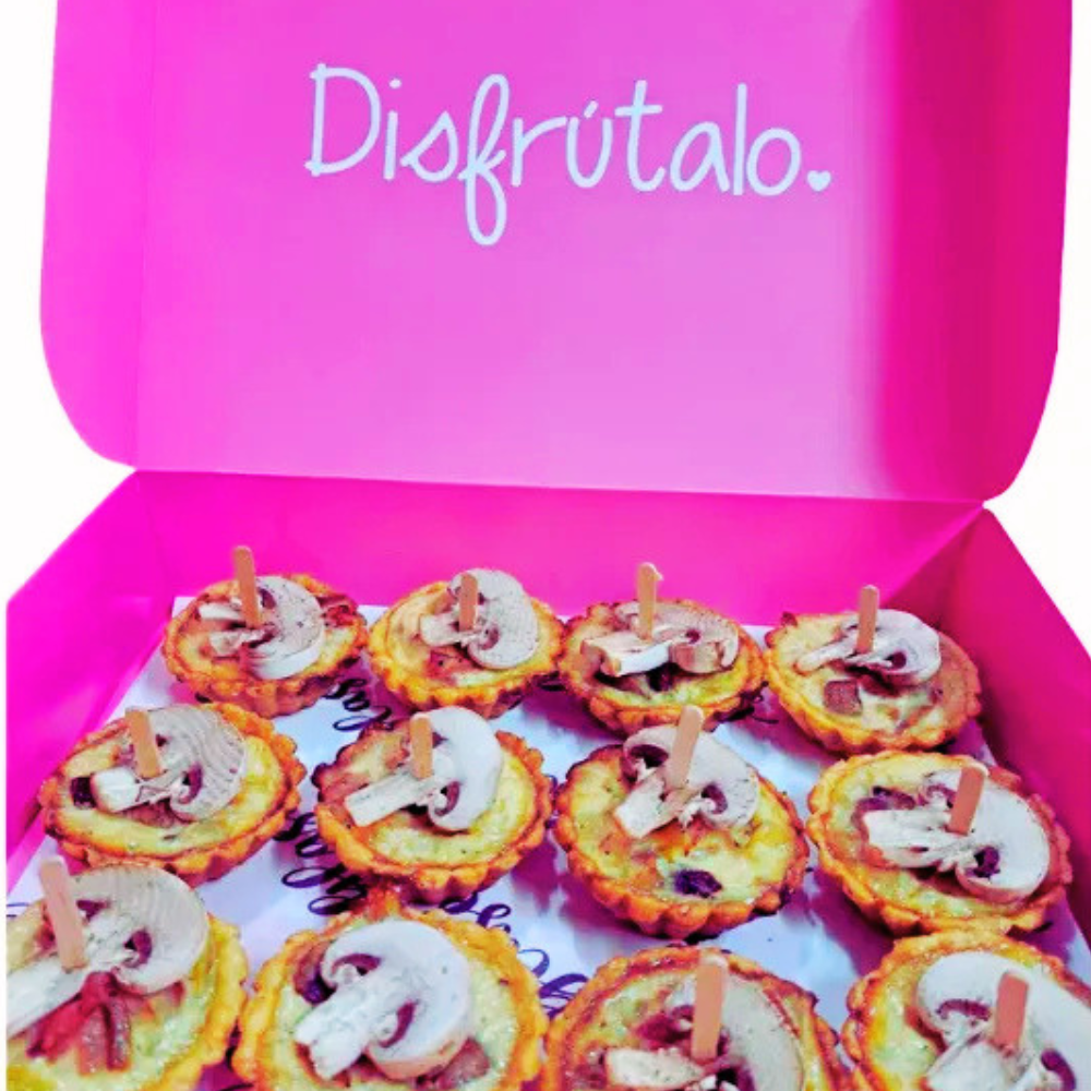 Mini Tartaletas champiñones, jamón & tocineta (12 unidades)